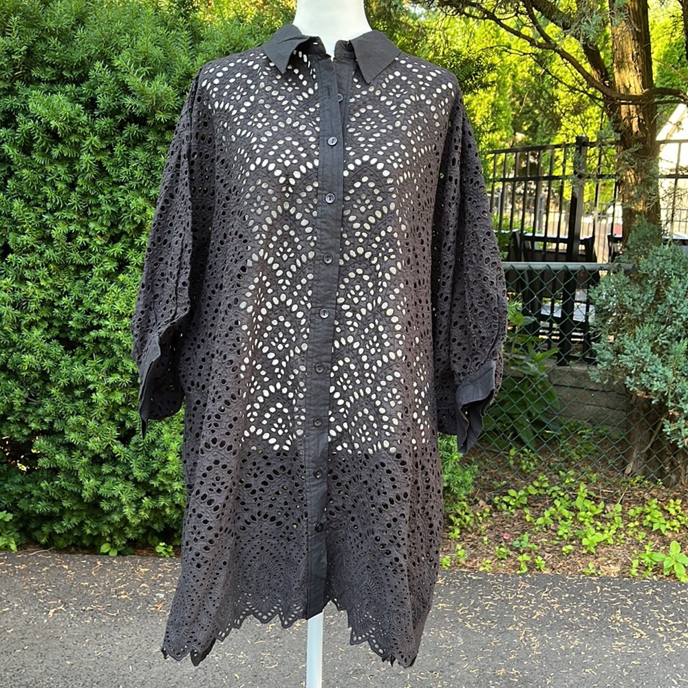 Sundress eyelet shirt dress bell sleeves Xs/small - Picture 3 of 11